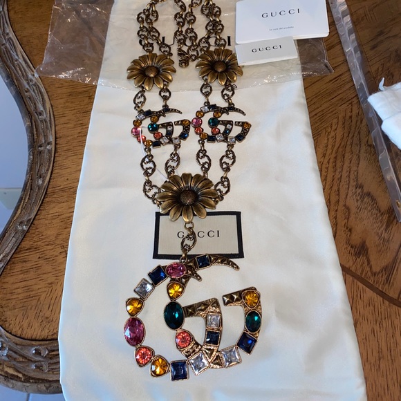 Gucci Marmont Multicolor Logo Necklace - Picture 4 of 12